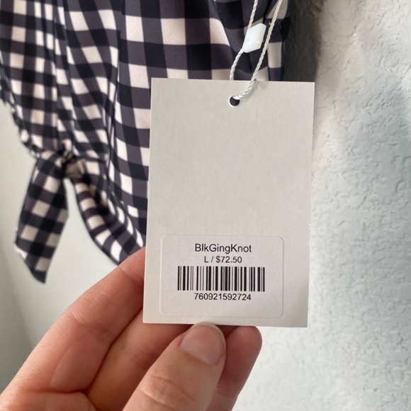 NWT Lime Ricki Black & White Gingham Cropped Top High Waist 2 Piece Bathing Suit - Picture 2 of 11